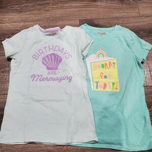 Girls Cat & Jack Birthday Shirts Size 10-12 Kids T-Shirt with Birthday Designs
